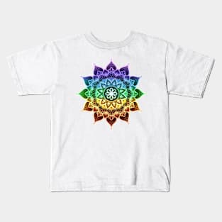 Mandala of Chakras in the 7 colors of the rainbow Kids T-Shirt